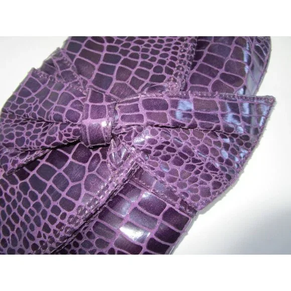 Nine West Clutch Purse -Purple Faux Snakeskin Leather with Bow -New without tags - Picture 2 of 16